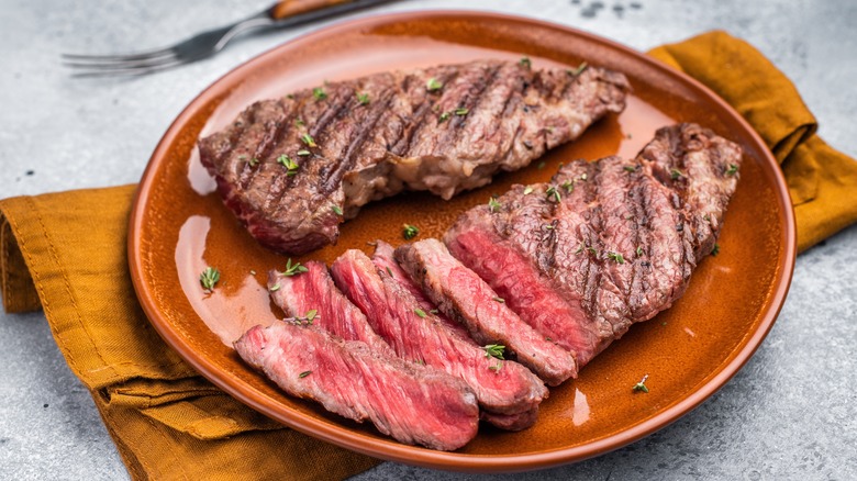 Sliced flat iron steak